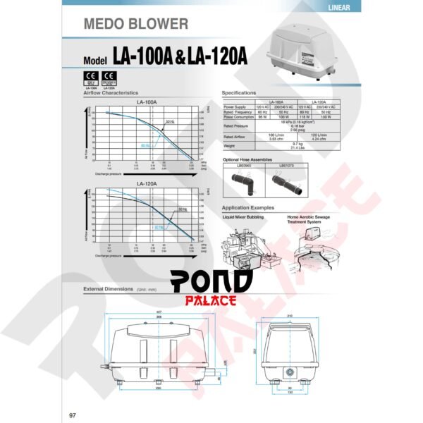 Aerator Nitto Kohki Medo Air Blower LA 120A Pompa Udara Kolam Koi - Gambar 2