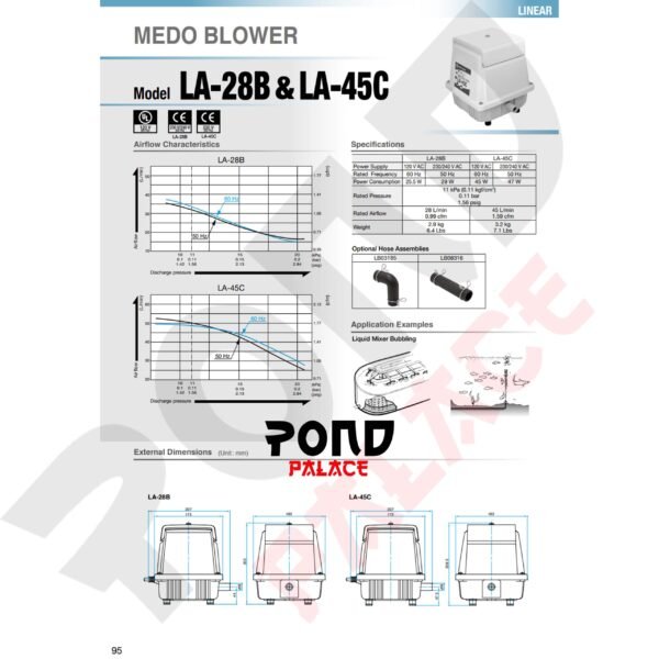 Aerator Nitto Kohki Medo Air Blower LA 45C Pompa Udara Kolam Koi - Gambar 3