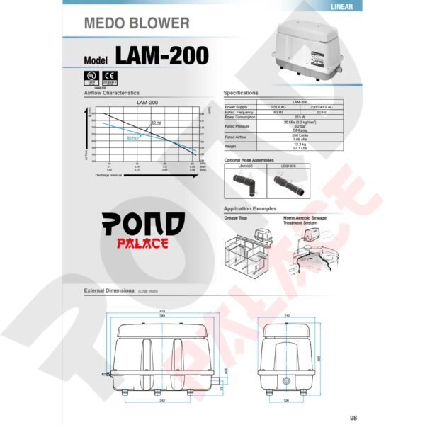 Aerator Nitto Kohki Medo Air Blower LAM 200 Pompa Udara Kolam Koi - Gambar 4