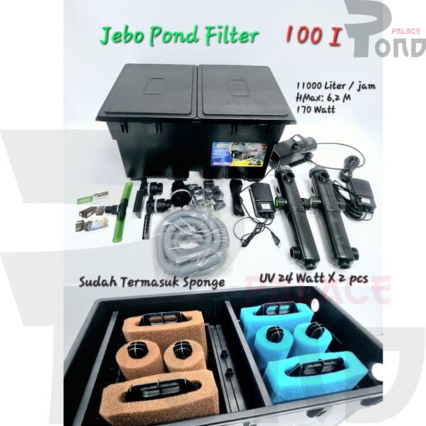 Pond Bio Filter Jebo 100-I UVC 2x24W Filter Kolam Koi Include Pompa Air - Gambar 3