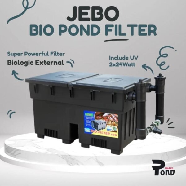 Pond Bio Filter Jebo 100-I UVC 2x24W Filter Kolam Koi Include Pompa Air